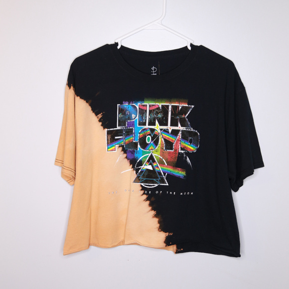 Pink Floyd Tops - [Sold] Pink Floyd Band Tee Crop Tie Dye Bleach